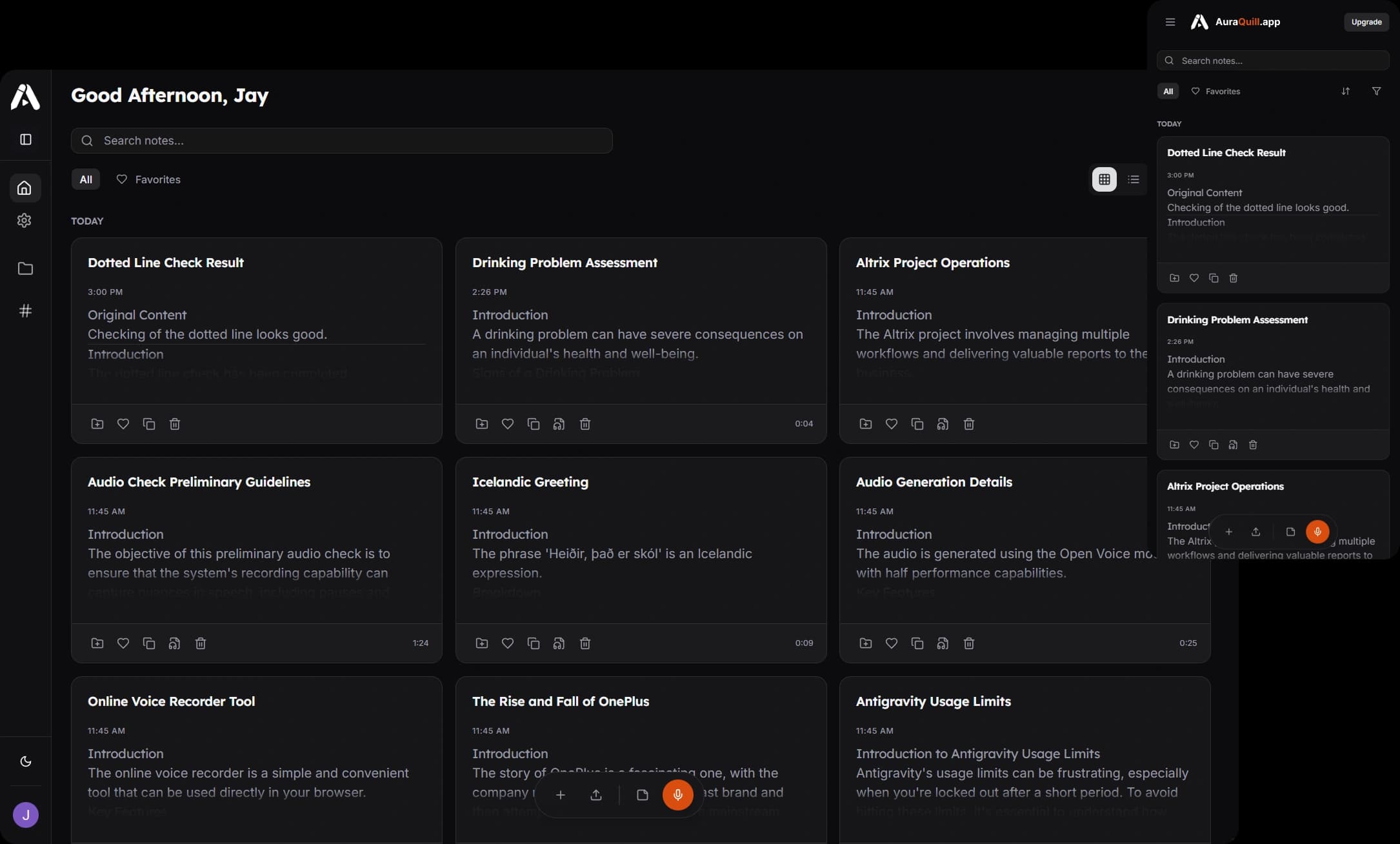 AuraQuill.app dashboard preview on desktop