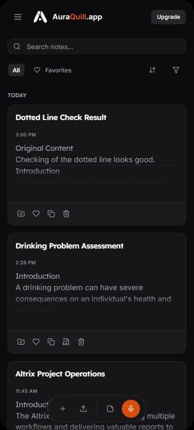 AuraQuill.app dashboard preview on mobile